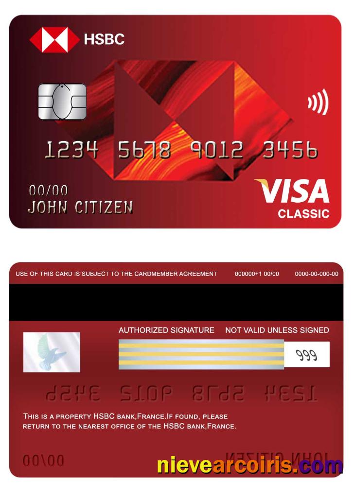 France HSBC bank visa classic card